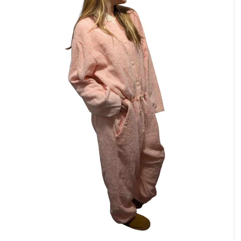 Vintage Chenille Terry‎ Pastel Pink  Women's Jumpsuit NWT Loungewear Rare